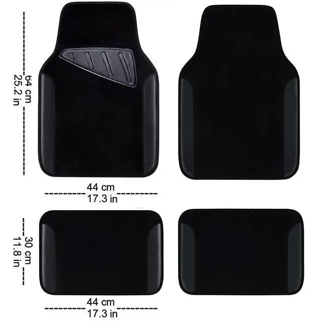 Alt view image 2 of 7 - Waterproof Universal Fit Car Floor Mats, Faux Leather Car Carpet Mats, Black Car Mats with Anti-Slip Nibbs Backing & Driver Heel Pad Fit for SUV,Vans,sedans, Trucks,Set of 4pcs(All Black)