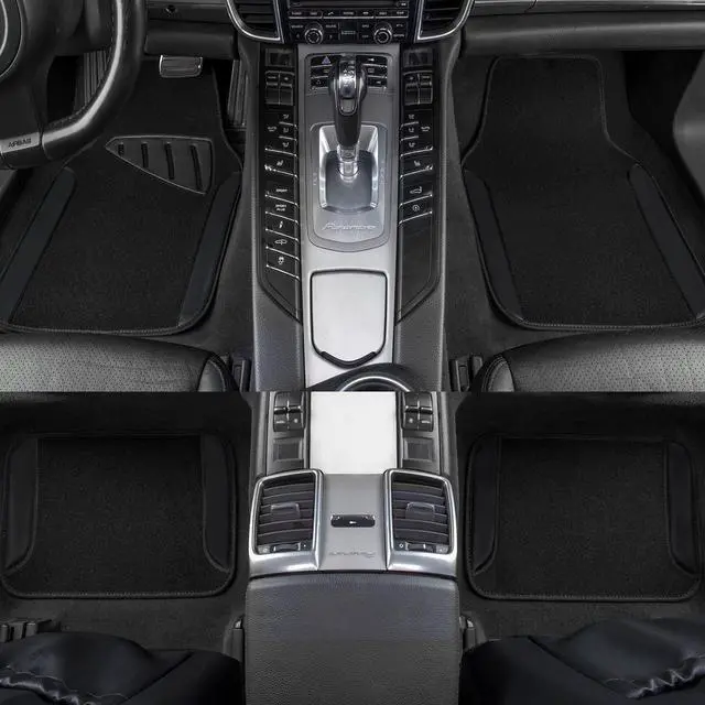 Alt view image 4 of 7 - Waterproof Universal Fit Car Floor Mats, Faux Leather Car Carpet Mats, Black Car Mats with Anti-Slip Nibbs Backing & Driver Heel Pad Fit for SUV,Vans,sedans, Trucks,Set of 4pcs(All Black)