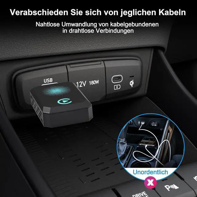 Alt view image 6 of 7 - Wireless Carplay Adapter, Convert Wired to Wireless CarPlay, Compatible with CarPlay, Plug and Play, Type-C/USB, Suitable for 800+ Vehicles (Blue)
