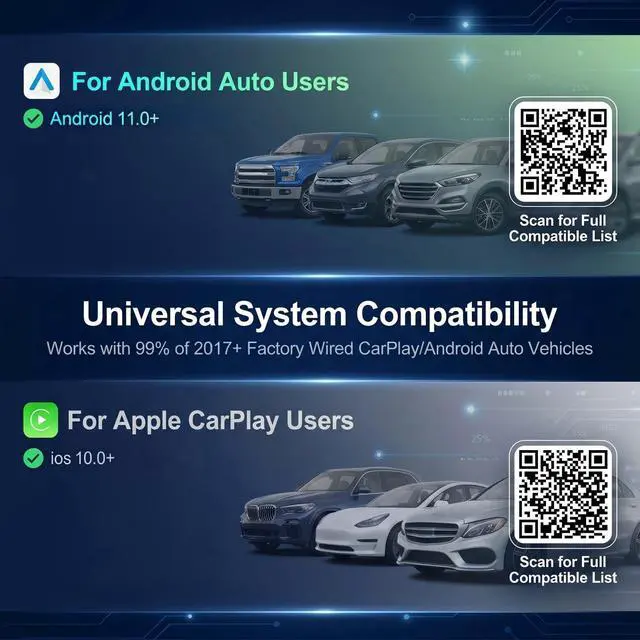 Alt view image 7 of 7 - Wireless Carplay Adapter, Convert Wired to Wireless CarPlay, Compatible with CarPlay, Plug and Play, Type-C/USB, Suitable for 800+ Vehicles (Blue)