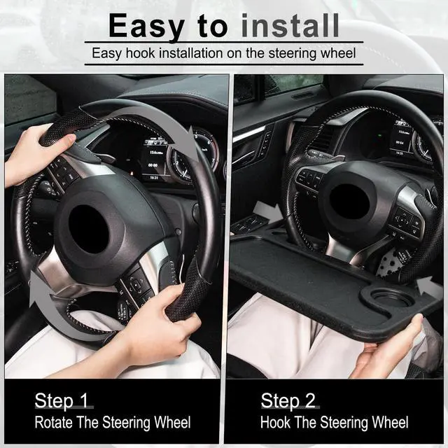 Alt view image 4 of 6 - Car Steering Wheel Desk for Laptop,Multipurpose Travel Car Accessories, Car Seat Stand Trays for Eating, Steering Wheel Overhead Table Console(Black)