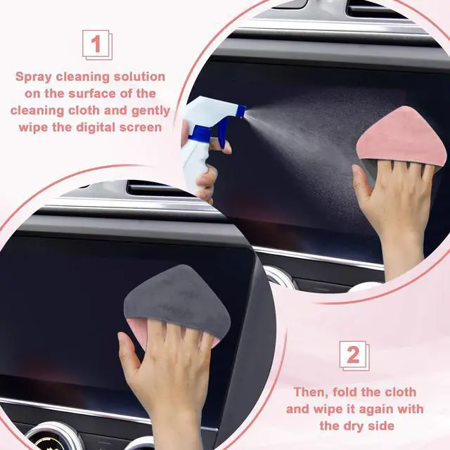 Alt view image 6 of 7 - Car Screen Cleaner, 4.1''×4.1'' Pink Microfiber Dashboard Wipes