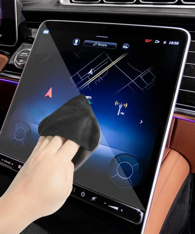 Alt view image 6 of 6 - Car Screen Cleaner,Touch Screen Cleaner for Car,Car Accessories Car Screen Wipes,Foldable Car Screen Cleaner Cloth,Square Microfiber Screen Cleaning Pad,Fits Car Dashboard LCD Display (Black)