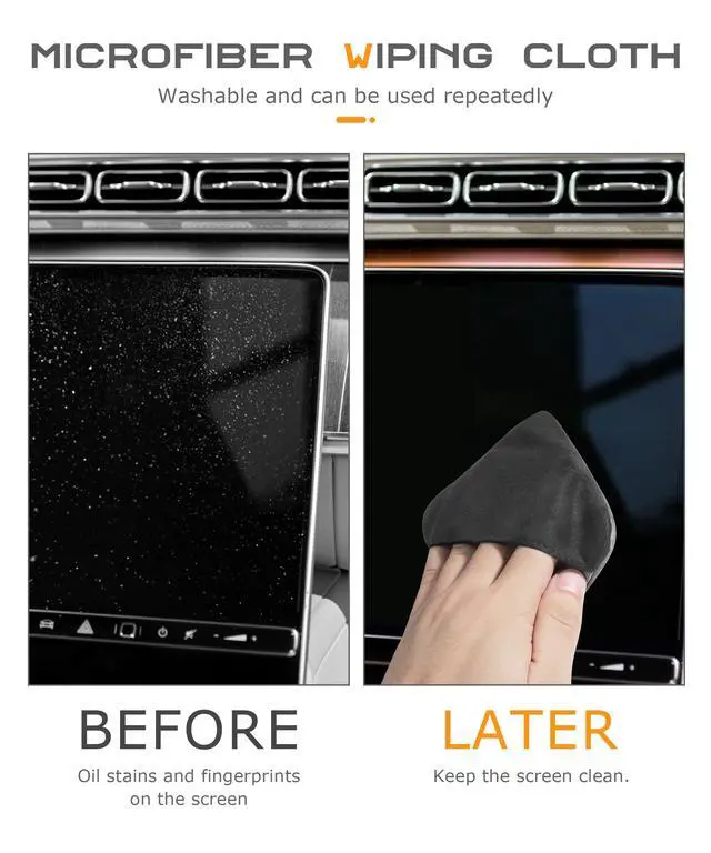 Alt view image 4 of 6 - Car Screen Cleaner,Touch Screen Cleaner for Car,Car Accessories Car Screen Wipes,Foldable Car Screen Cleaner Cloth,Square Microfiber Screen Cleaning Pad,Fits Car Dashboard LCD Display (Black)