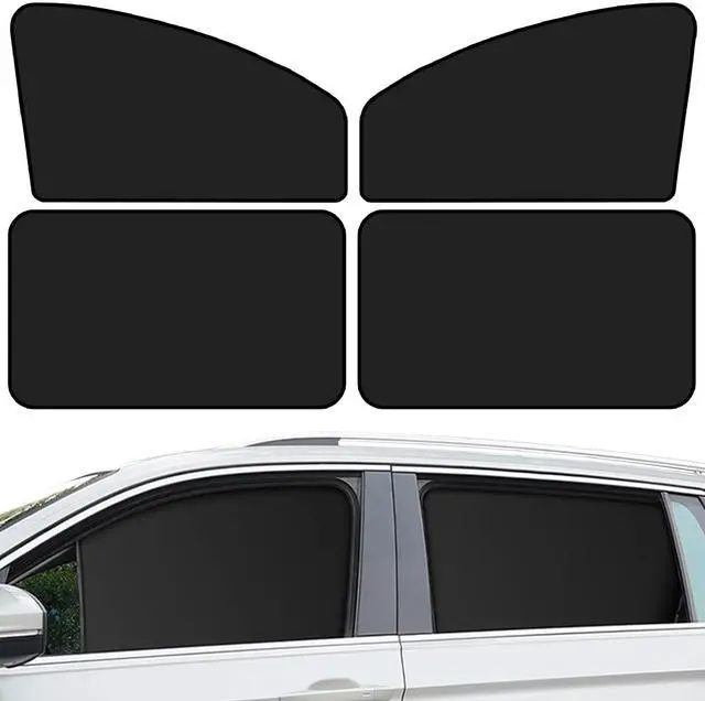 Main image of Car Window Sun Shades, Universal Interior Accessories - Double-Sided Black (4pcs)