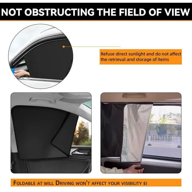 Alt view image 5 of 7 - Car Window Sun Shades, Universal Interior Accessories - Double-Sided Black (4pcs)