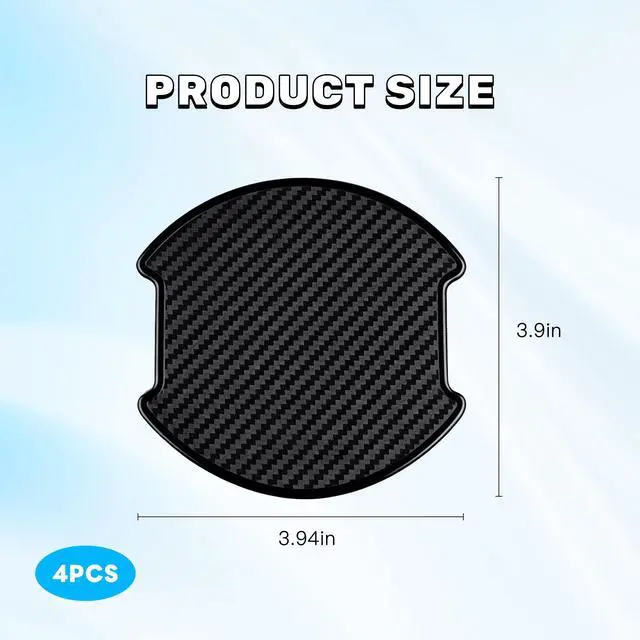 Alt view image 2 of 6 - 4PCS Car Door Handle Cup Scratch Protectors, TPU Carbon Fiber Door Bowl 3D Sticker, Automotive Door Handle Paint Protective Film Cover Accessories,Universal for Most Cars (Large)
