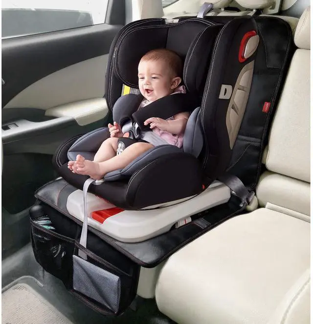 Alt view image 3 of 7 - Car Seat Protector, 2 Pack Carseat Protector with Thick Padding, Baby/Pets for Child Car Seat-Mesh Pockets-Waterproof-Universal Size(Black)