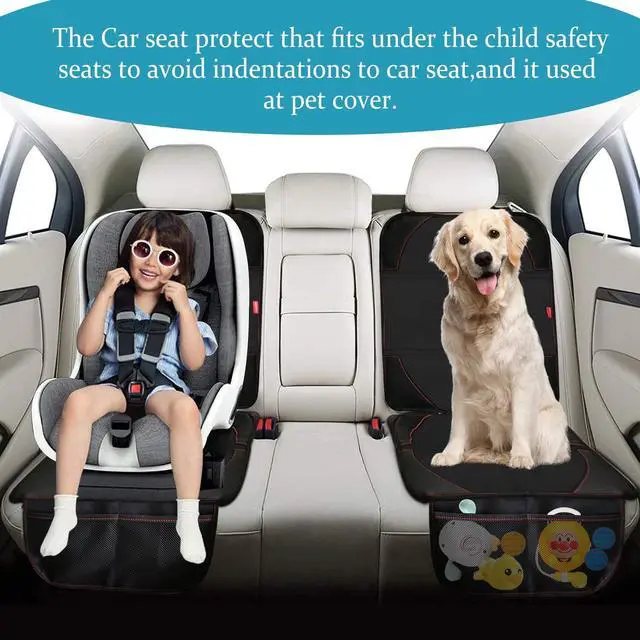 Alt view image 4 of 7 - Car Seat Protector, 2 Pack Carseat Protector with Thick Padding, Baby/Pets for Child Car Seat-Mesh Pockets-Waterproof-Universal Size(Black)