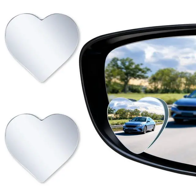 Main image of Blind Spot Mirrors, Heart Shaped HD Glass Frameless Convex Rear View Mirrors, Wide Angle Adjustable Stick for Side Mirror, Automotive Exterior Accessories for Car, SUV & Trucks, Pack of 2