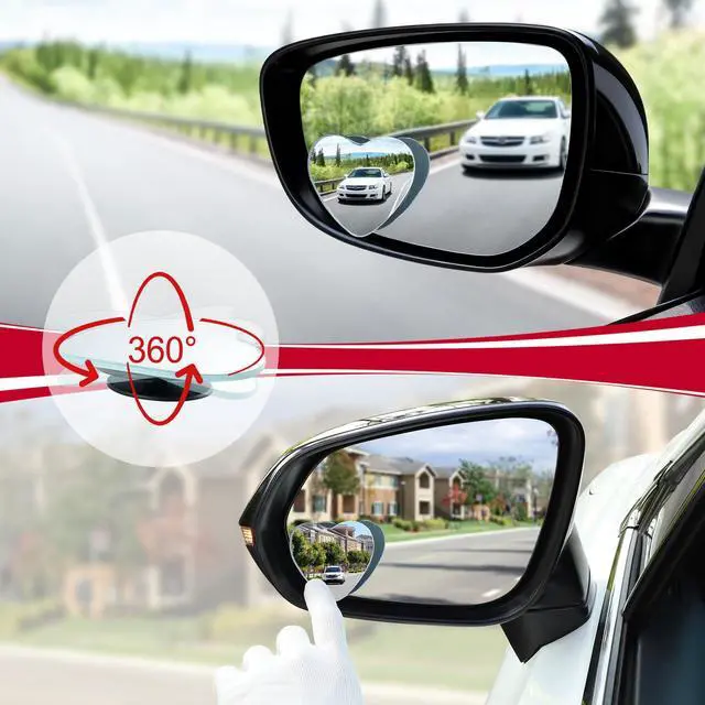 Alt view image 6 of 6 - Blind Spot Mirrors, Heart Shaped HD Glass Frameless Convex Rear View Mirrors, Wide Angle Adjustable Stick for Side Mirror, Automotive Exterior Accessories for Car, SUV & Trucks, Pack of 2