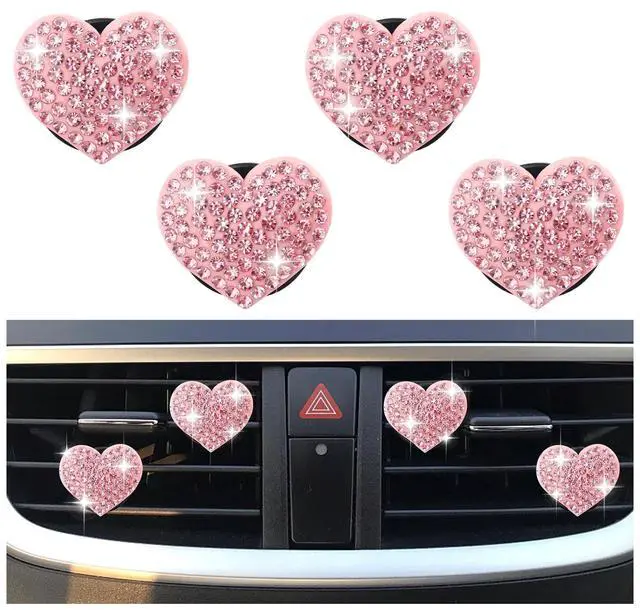 Main image of 4PCS Heart-Shaped Car Vent Clips with Rhinestone,Bling Air Vent Clips Car Decorations,Premium Shiny Car Clips for Vents CCar Accessories Interior for Cars,Trucks,SUVs (Pink)