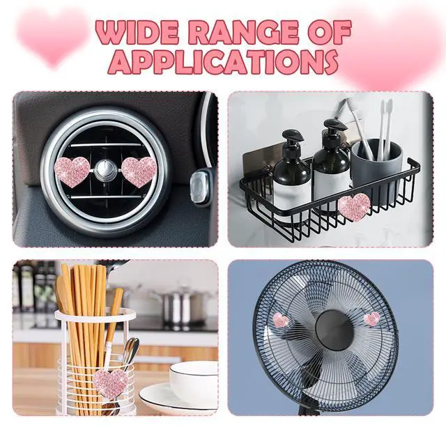 Alt view image 5 of 7 - 4PCS Heart-Shaped Car Vent Clips with Rhinestone,Bling Air Vent Clips Car Decorations,Premium Shiny Car Clips for Vents CCar Accessories Interior for Cars,Trucks,SUVs (Pink)