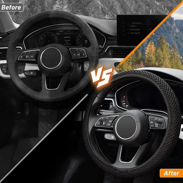 Alt view image 4 of 6 - Elastic Stretch Steering Wheel Cover, Universal 15 Inch, Black