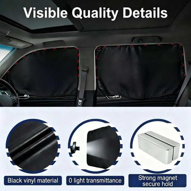 Alt view image 5 of 7 - Magnetic Car Window Shades for Side Window, 100% Blackout Privacy