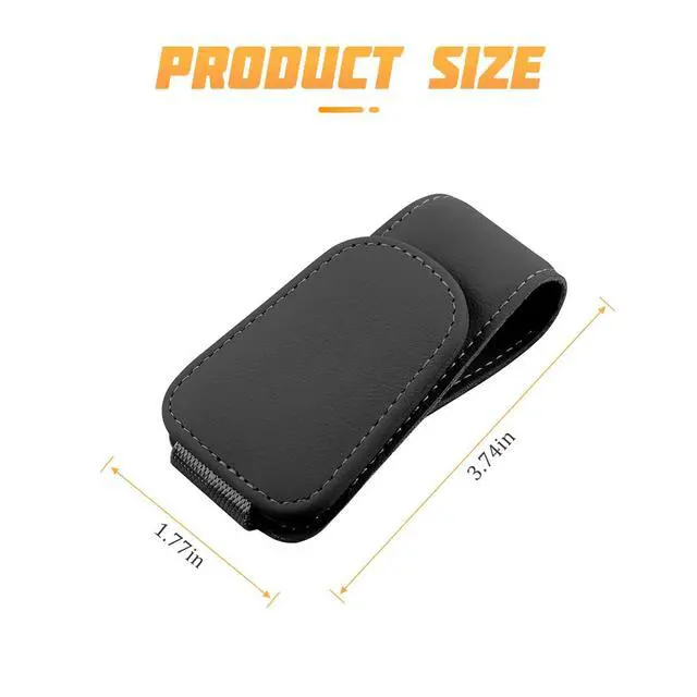 Alt view image 2 of 6 - Sunglasses Holders for Car Sun Visor, Leather Magnetic Clip, Black