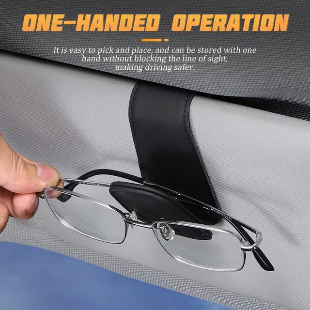 Alt view image 3 of 6 - Sunglasses Holders for Car Sun Visor, Leather Magnetic Clip, Black