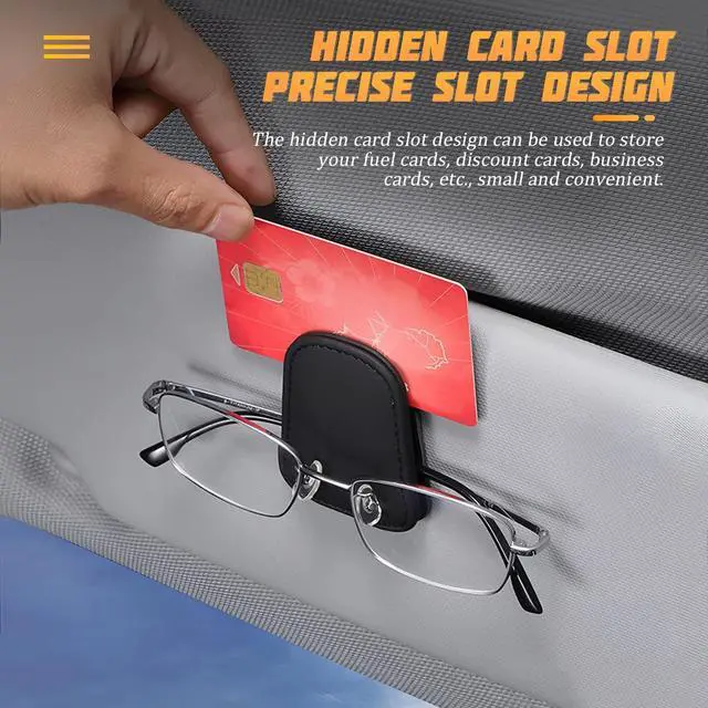 Alt view image 4 of 6 - Sunglasses Holders for Car Sun Visor, Leather Magnetic Clip, Black