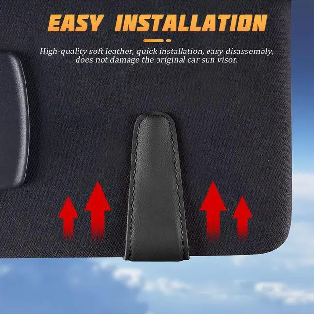 Alt view image 5 of 6 - Sunglasses Holders for Car Sun Visor, Leather Magnetic Clip, Black