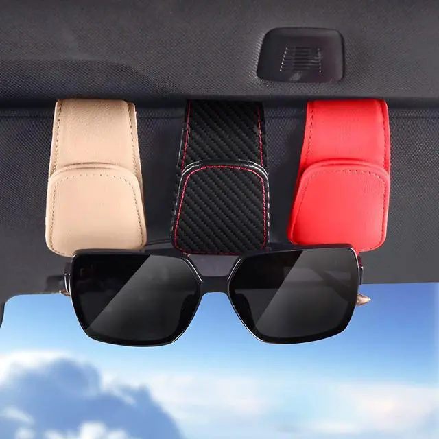Alt view image 6 of 6 - Sunglasses Holders for Car Sun Visor, Leather Magnetic Clip, Black