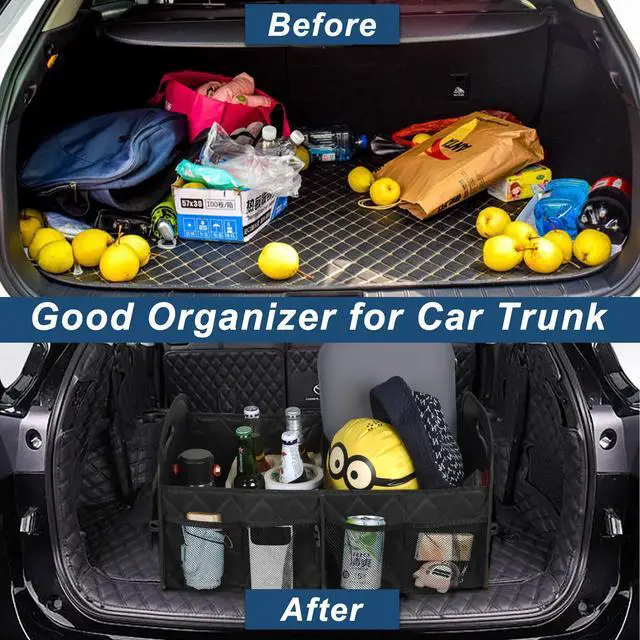 Alt view image 5 of 7 - Car Trunk Organizer for SUV, Car Organizers and Storage with Reinforced Handles, Car Accessories for Women/Men 50LWaterproof Polyester Trunk Organizer, Black