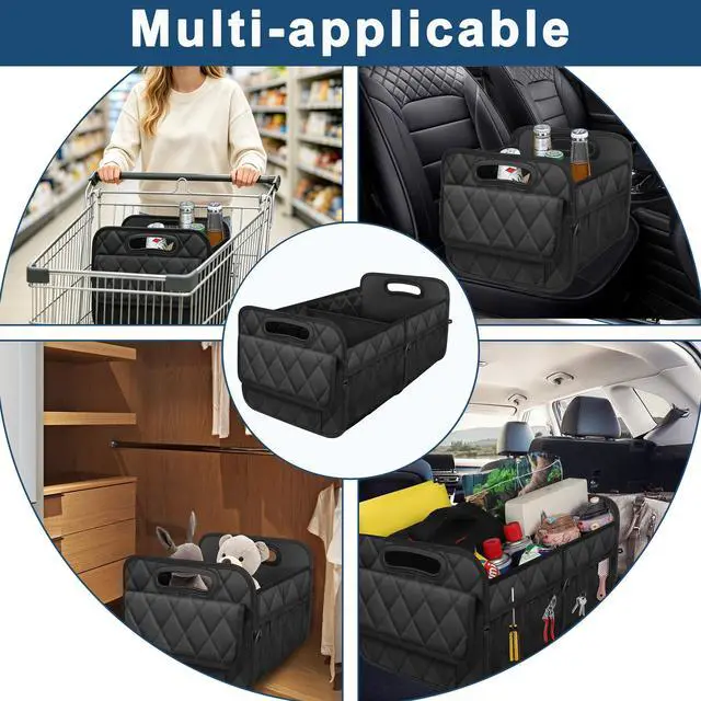 Alt view image 6 of 7 - Car Trunk Organizer for SUV, Car Organizers and Storage with Reinforced Handles, Car Accessories for Women/Men 50LWaterproof Polyester Trunk Organizer, Black