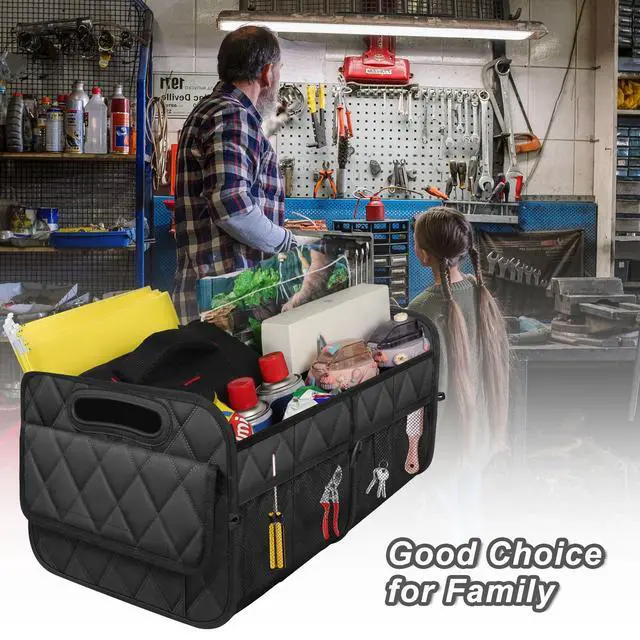 Alt view image 7 of 7 - Car Trunk Organizer for SUV, Car Organizers and Storage with Reinforced Handles, Car Accessories for Women/Men 50LWaterproof Polyester Trunk Organizer, Black