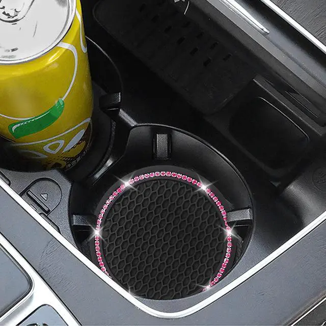 Alt view image 3 of 7 - 4 Pack Car Coasters, Universal Vehicle Bling Car Coaster, Cute Rhinestone Coaster for Cup Holders,Interior Accessories 2.75'' Silicone Anti Slip Car Coasters for Women (Pink Crystal Circle)