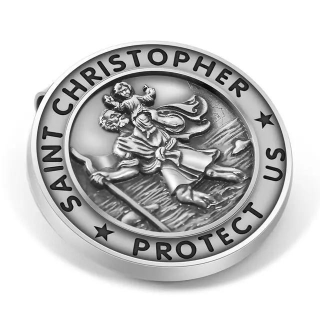 Alt view image 2 of 4 - Saint Christopher Visor Clip Car Automotive Accessories Gift for New Driver