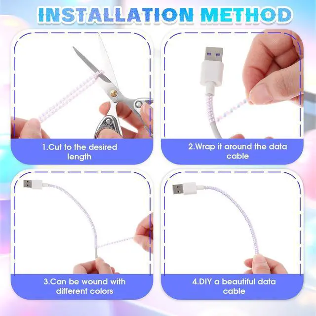 Alt view image 3 of 6 - 10 Pcs Cord Protectors from Pets No Chew 43.13",Flash Color