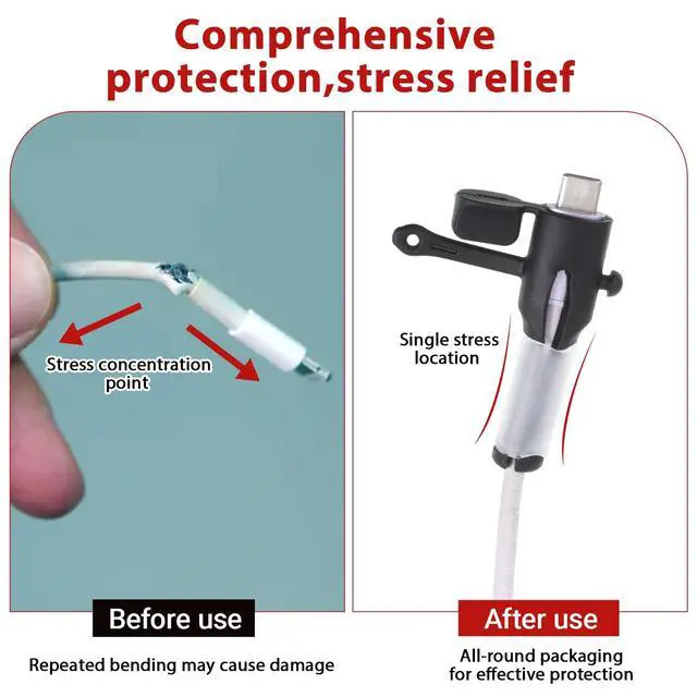 Alt view image 5 of 7 - 12Pcs Silicone Charger Cable Protector Cover Charger Cord Protector for Phone Chargers Double-End Phone Cord Protectors Compatible with Type C to USB Charging Cords, Black, White, Gray