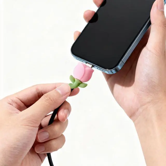 Alt view image 4 of 6 - 10pcs Flower Phone Charger Protector Cute Strawberry USB Charger Cable Protectors Mobile Phone Charger End Cord Protector for Most Cellphone Data Lines