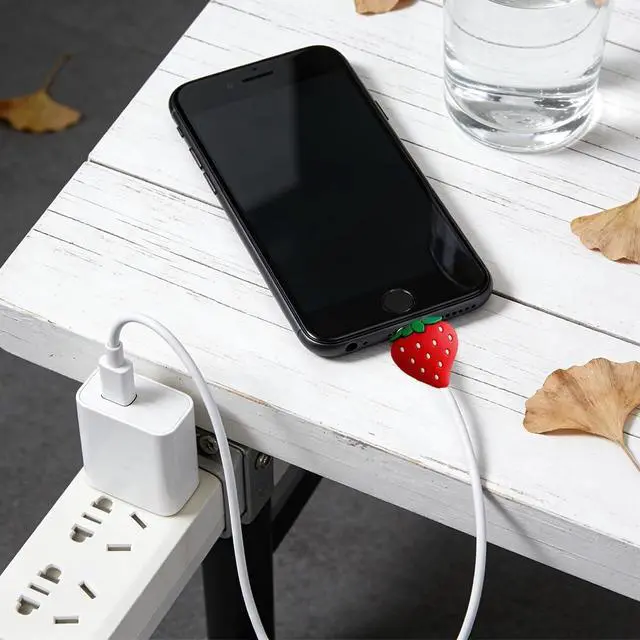 Alt view image 5 of 6 - 10pcs Flower Phone Charger Protector Cute Strawberry USB Charger Cable Protectors Mobile Phone Charger End Cord Protector for Most Cellphone Data Lines