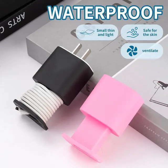 Alt view image 2 of 6 - 4 Packs USB Data of Silicone Charger Protector, Compatible with 18W and 20W Silicone Power Adapter, Power Adapter Case-1.66 x 1.12 inches, Cord Wrap Snapback Winder (not Including Charger)
