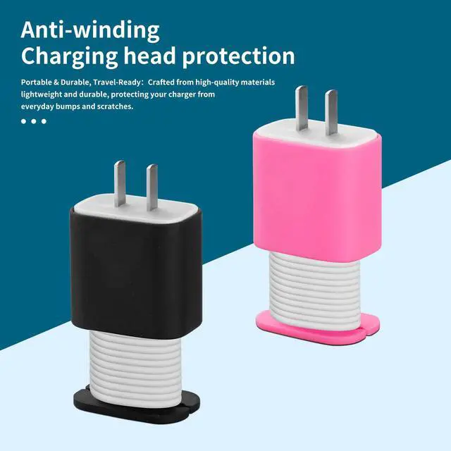 Alt view image 3 of 6 - 4 Packs USB Data of Silicone Charger Protector, Compatible with 18W and 20W Silicone Power Adapter, Power Adapter Case-1.66 x 1.12 inches, Cord Wrap Snapback Winder (not Including Charger)