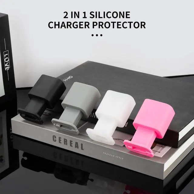 Alt view image 6 of 6 - 4 Packs USB Data of Silicone Charger Protector, Compatible with 18W and 20W Silicone Power Adapter, Power Adapter Case-1.66 x 1.12 inches, Cord Wrap Snapback Winder (not Including Charger)
