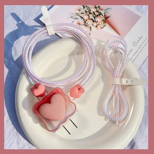 Alt view image 6 of 7 - 3pcs Laser Spiral Cable Protectors - Charger/USB Data Cable Sleeves | Headphone Cord Savers for Phones, Earphones | Pet Chew Prevention, Durable Cable Guards | Essential Cord Accessories (White)
