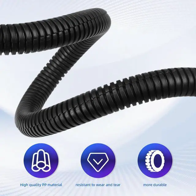 Alt view image 4 of 7 - Split Wire Loom Tubing,10,25ft Cord Protectors from Pets No Chew, Flexible Wire Covers Cord Protectors, Protective Split Cable Sleeve for Automotive Home Industrial Wires(Black, 0.3inch-10ft)