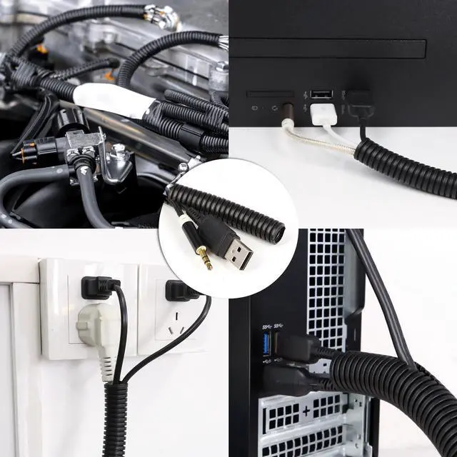 Alt view image 5 of 7 - Split Wire Loom Tubing,10,25ft Cord Protectors from Pets No Chew, Flexible Wire Covers Cord Protectors, Protective Split Cable Sleeve for Automotive Home Industrial Wires(Black, 0.3inch-10ft)