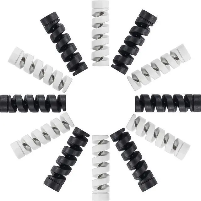 Main image of 12 Pieces Charging Cable Protector Silicone Spiral Charger Cable Savers for Cords Micro USB Protector, Mouse Saver, Suit for Cell Phones, Computers(Gray, Black)
