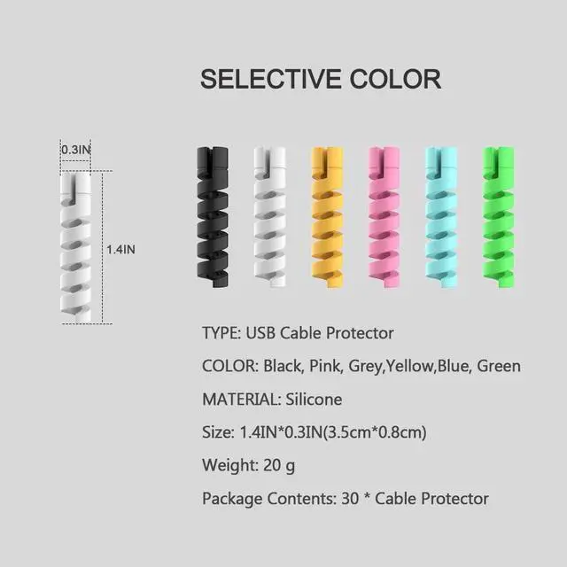 Alt view image 3 of 5 - 30 Pack Silicone Flexible Charger Cable Saver, for iPhone, iPad, iPod Cable