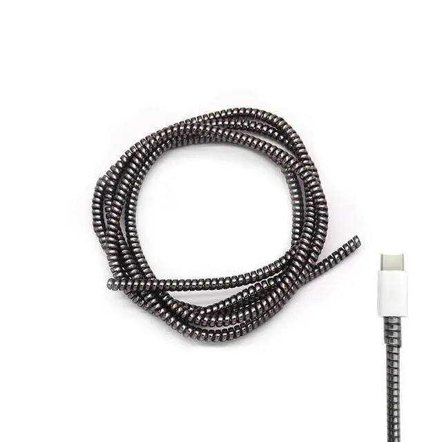 Main image of Cable Protector Animal Proof Wire Repair, Cord Protector for Pets Headphone Saver Spiral Cable Wrap Strain Relief, Cord Sleeve for Phone Cable USB Date Cable, 60 inches, 2 pcs, Black