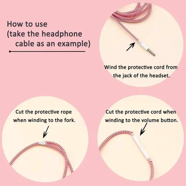 Alt view image 4 of 7 - Cable Protector Animal Proof Wire Repair, Cord Protector for Pets Headphone Saver Spiral Cable Wrap Strain Relief, Cord Sleeve for Phone Cable USB Date Cable, 60 inches, 2 pcs, Black