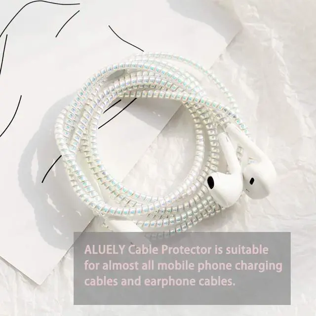 Alt view image 7 of 7 - Cable Protector Animal Proof Wire Repair, Cord Protector for Pets Headphone Saver Spiral Cable Wrap Strain Relief, Cord Sleeve for Phone Cable USB Date Cable, 60 inches, 2 pcs, Black