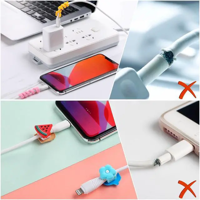 Alt view image 3 of 7 - 40 Pieces Colorful Cartoon Charger Cable Protectors USB Charger Saver Silicone Buddies Flexible Cable Wire Protectors Cute for Most Cellphone Data Lines Chargers Accessory, Various Styles