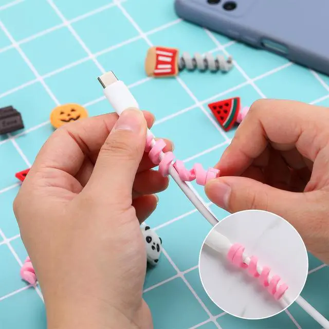 Alt view image 5 of 7 - 40 Pieces Colorful Cartoon Charger Cable Protectors USB Charger Saver Silicone Buddies Flexible Cable Wire Protectors Cute for Most Cellphone Data Lines Chargers Accessory, Various Styles