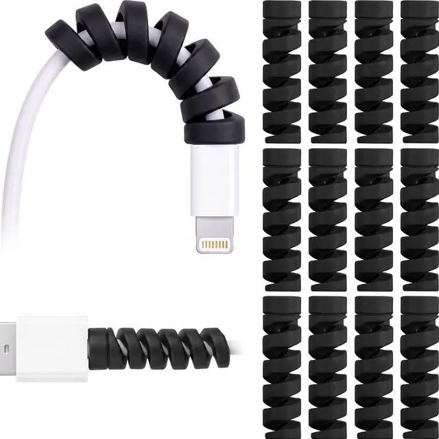 Main image of 24 Pcs Charger Cable Protector, Spiral USB Wire Protector,Black