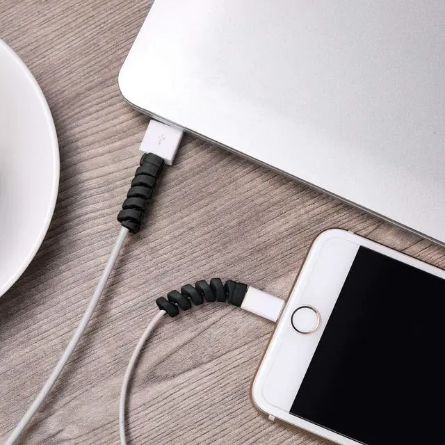 Alt view image 2 of 7 - 24 Pcs Charger Cable Protector, Spiral USB Wire Protector,Black