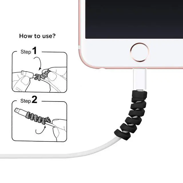 Alt view image 6 of 7 - 24 Pcs Charger Cable Protector, Spiral USB Wire Protector,Black
