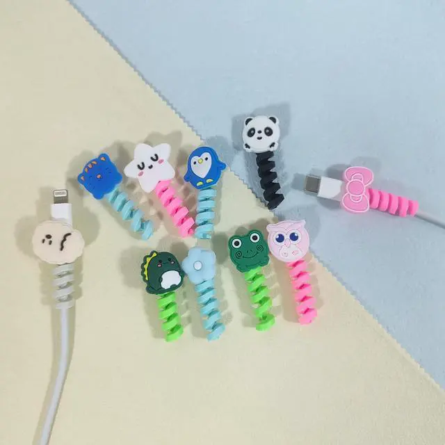 Alt view image 4 of 7 - 10 Pack Cartoon Animal Cable Protectors for Phone Charging Cord, Silicone USB Wire Saver for Android Smartphone Data Line, Multicolor Decorative Cord Wraps for Phone Accessories